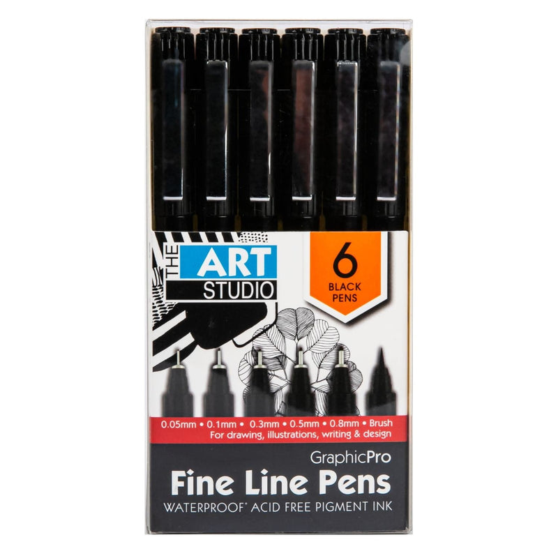The Art Studio Graphic Pro Waterproof Pigment Liner Pens (6 Pack)
